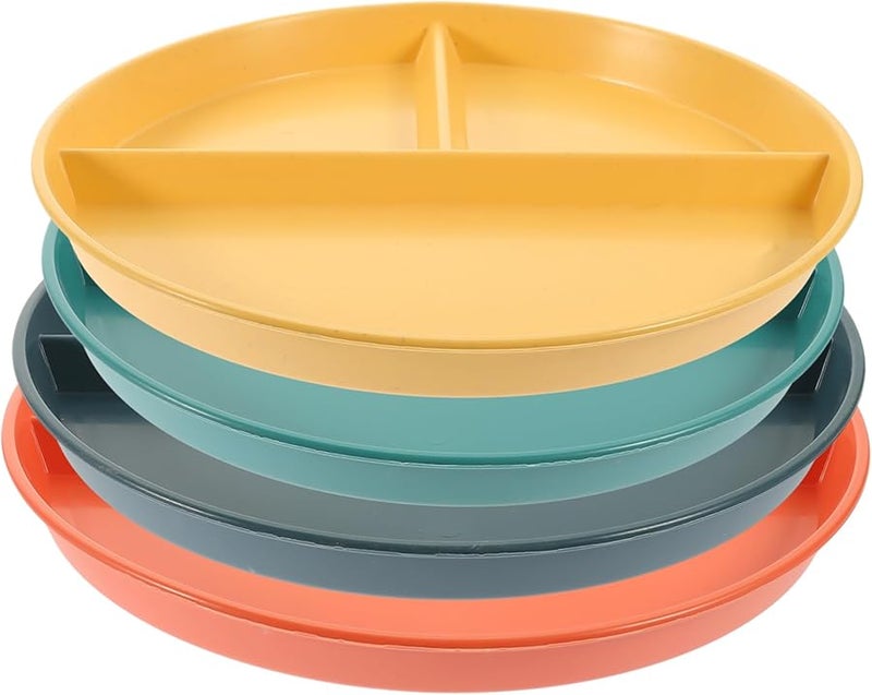 STOBAZA 9 Inch Divided Portion Control Plate Set 4pcs Dishwasher Safe Reusable Compartment Plates - Image 1
